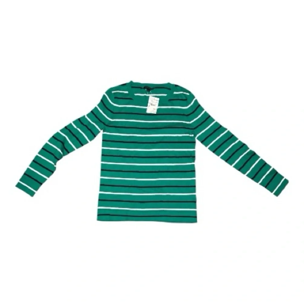 NEW! J. Crew Green Navy White Striped Women's Crewneck Sweater Small